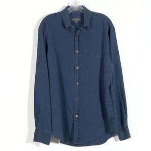 Tricots St. Raphael Button Down Shirt Mens Sz M Blue Long Sleeve